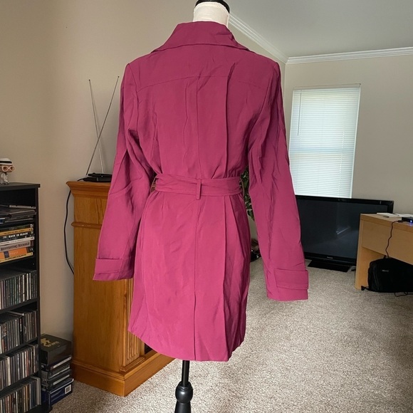 Banana Republic Outlet Plum Wine Waterfall Belted Trench Fall Coat, Size S NWT - Picture 4 of 13